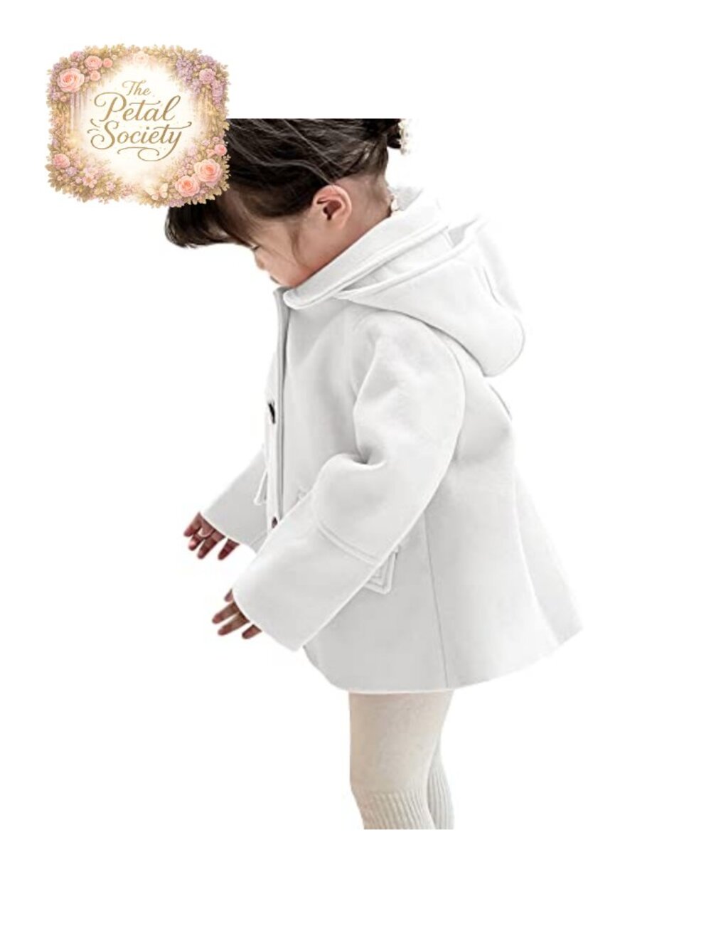 Girls Wool Blend Hooded Overcoat Button Formal Coat Fall Winter Outwear